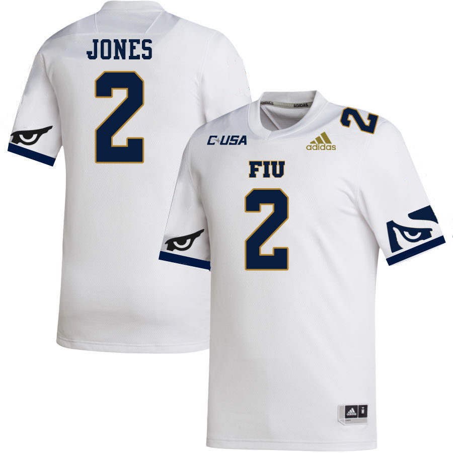 #2 Amari Jones FIU Jersey,Florida International University Panthers Football Jersey-White